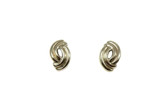 Vintage 9k gold love knot earrings, 9ct gold, twi… - image 1