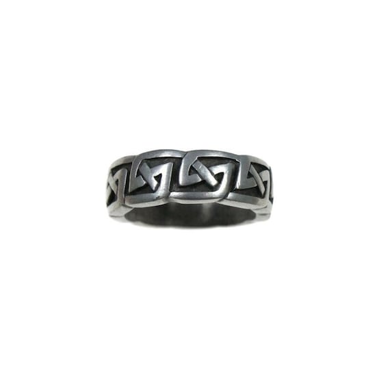 Vintage Scottish pewter ring, Celtic knot ring, chunky band, knotwork, infinity, Outlander, unisex ring, Celtic band, size T ring, size P