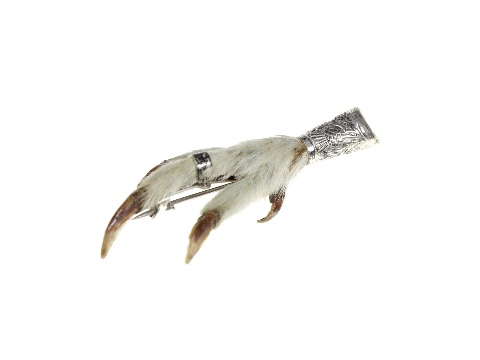 Vintage Sterling Silver Scottish Real Bird Claw Brooch, Grouse