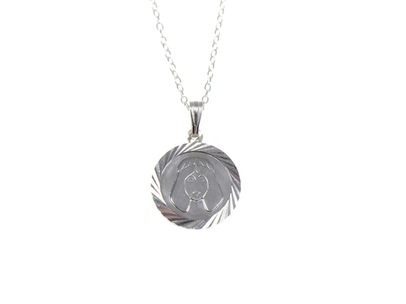 Vintage sterling silver Virgo necklace, Virgo pendant, zodiac sign, starsign, Chinese astrology, September birthday, maiden, guilloche