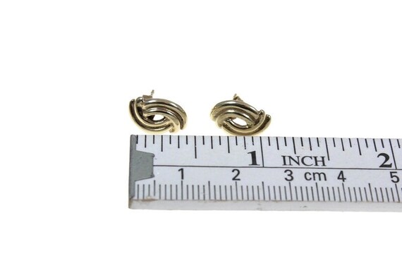 Vintage 9k gold love knot earrings, 9ct gold, twi… - image 3