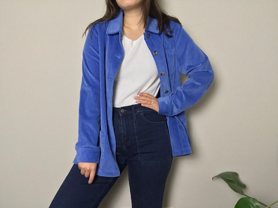 Vintage Blue Ribbed Corduroy Overshirt size medium