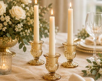 Glass Taper Candle Holders, Gold or Clear | Wedding Candlestick Holders | Bulk Wedding Centerpiece Decor
