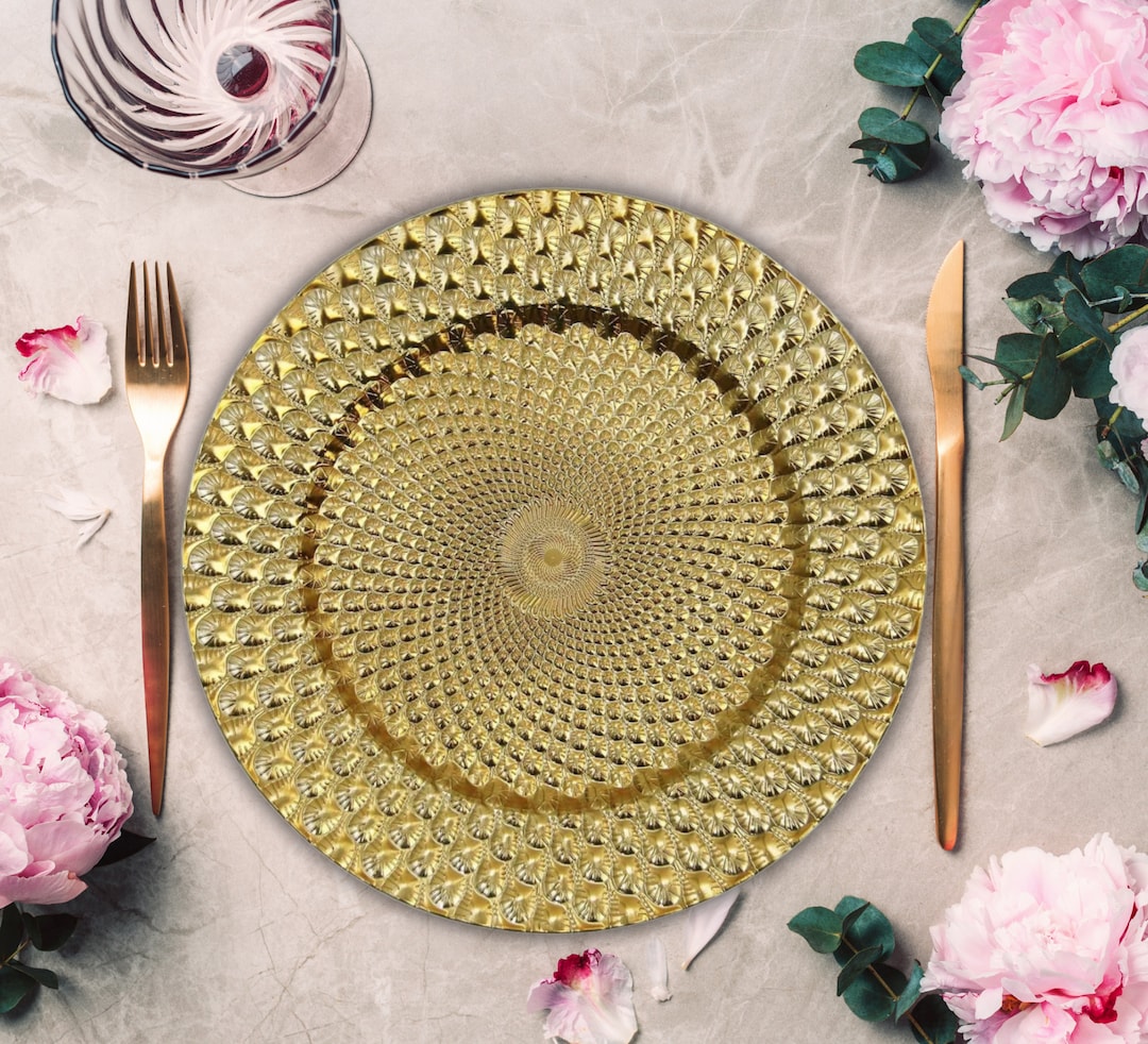 10 Pack Wedding Charger Plate Gold Charger Plate for Wedding Silver