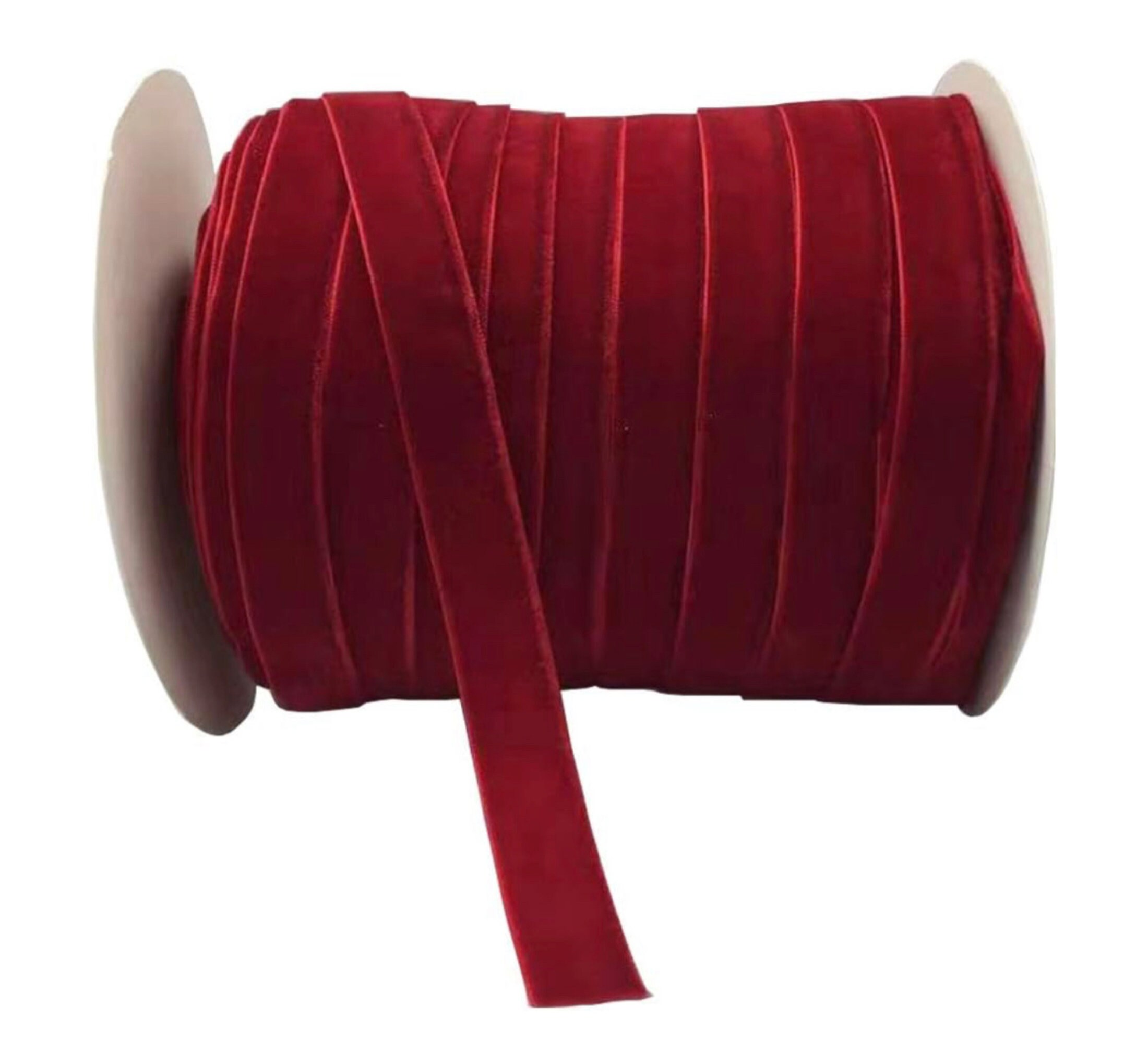 Ewaymado Red Velvet Ribbon 1 inch x 20Yd,Great for Gift Wrapping,Hair Bows,Christmas,Wedding Party Decoration(1 Red)