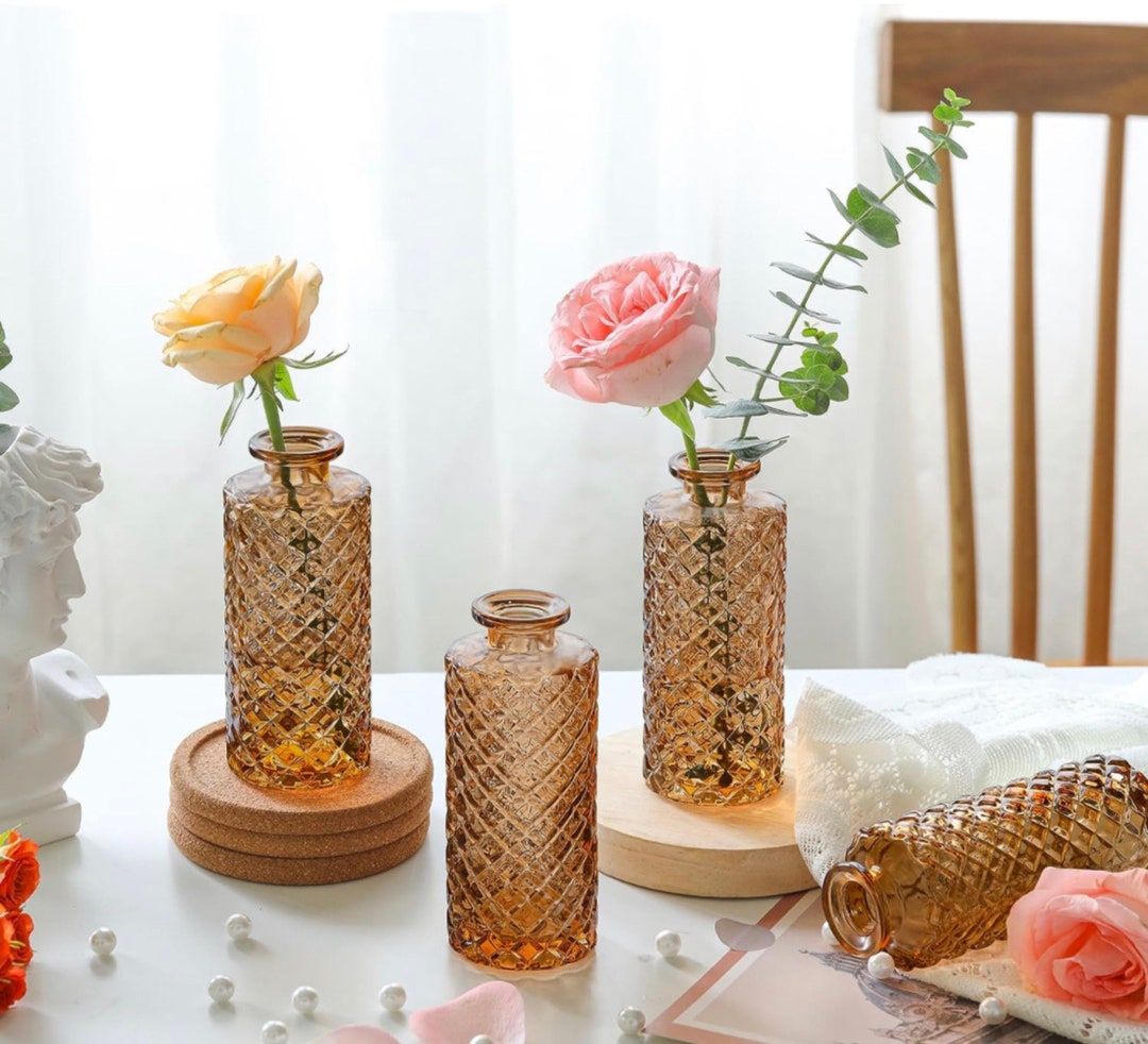 Amber Bud Vase Glass Mini Bud Vase for Wedding Decor Home Etsy