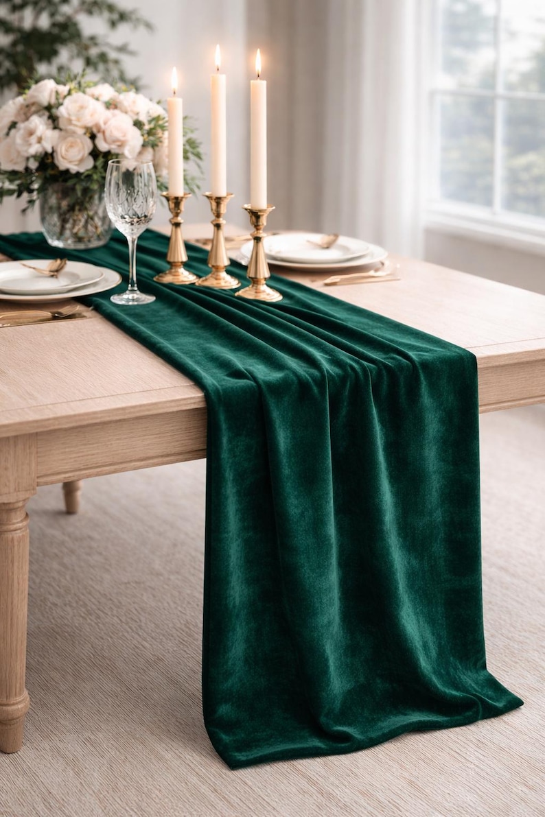 Velvet Table Runner 20x120 for Weddings | Luxury Velvet Runner for Tables | Modern Glam Centerpiece Decor | Event & Party Styling Bild 1