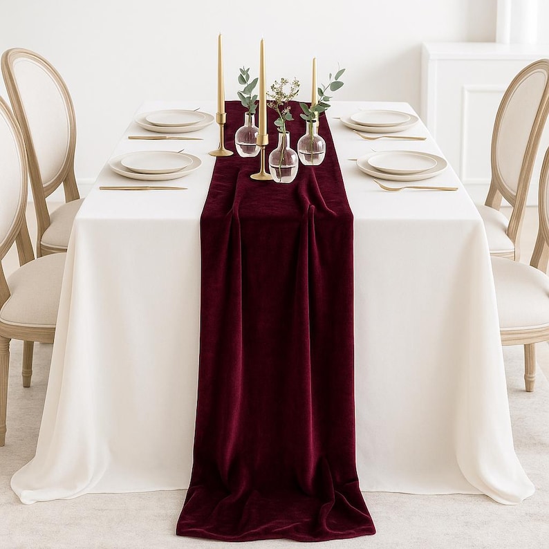 Velvet Table Runner 20x120 for Weddings | Luxury Velvet Runner for Tables | Modern Glam Centerpiece Decor | Event & Party Styling Bild 5