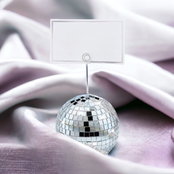 Table Number Holder Disco Ball Decor for Wedding Place Card Holders Disco Bachelorette Party Decor Disco Cowgirl Wedding Iridescent Decor