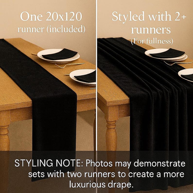 Velvet Table Runner 20x120 for Weddings | Luxury Velvet Runner for Tables | Modern Glam Centerpiece Decor | Event & Party Styling Bild 7