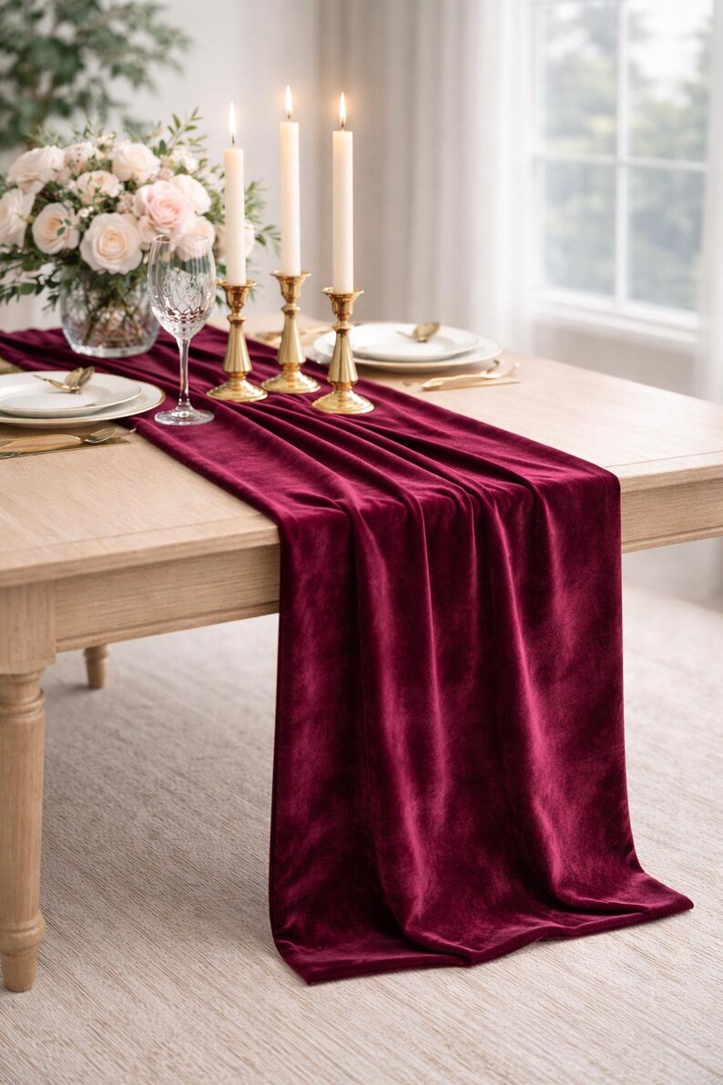Velvet Table Runner 20x120 for Weddings | Luxury Velvet Runner for Tables | Modern Glam Centerpiece Decor | Event & Party Styling Bild 3