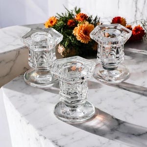 Glass Candle Holder Set Glass Taper Candle Holder for Wedding Gold Candlestick Holder for Dining Room Candle Holders Bulk for Party Decor