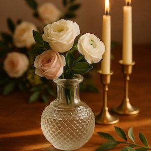 Ensemble de vases bourgeons, 22 pièces, mini vase bourgeon en verre pour décoration de mariage, table à fleurs vintage, ensemble de vases vintage pour centre de table de mariage rustique, transparent image 3