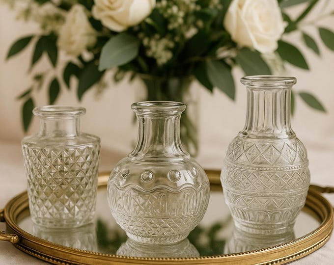 Clear Glass Bud Vases, Bud Vase Set, Bulk Wedding Centerpiece Vases, Mini Flower Vases, Wedding Table Decor