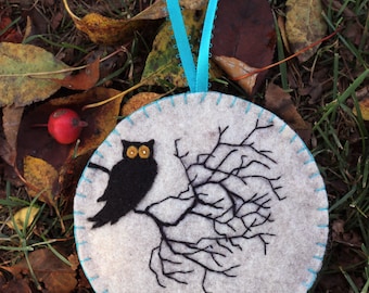 Owl and Moon Halloween Ornament