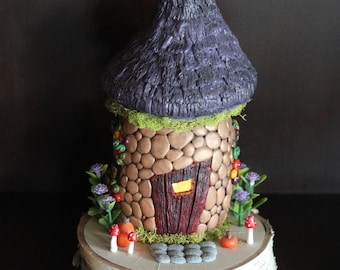 Handmade Polymer Clay Light Up Fairy Witch House