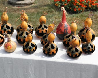 Bottle Neck Gourd Jack-O-Lantern (Medium)