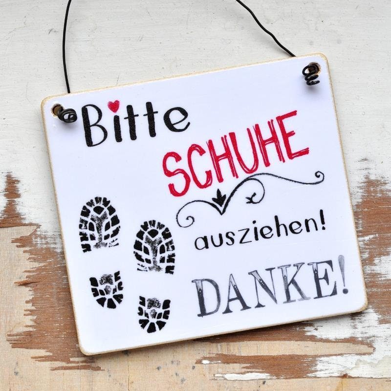 „Bitte Schuhe Ausziehen!“ Metallschild – 15x20 Cm, Comic-Design, Schwarz – Für Flur, Tür Oder Wand