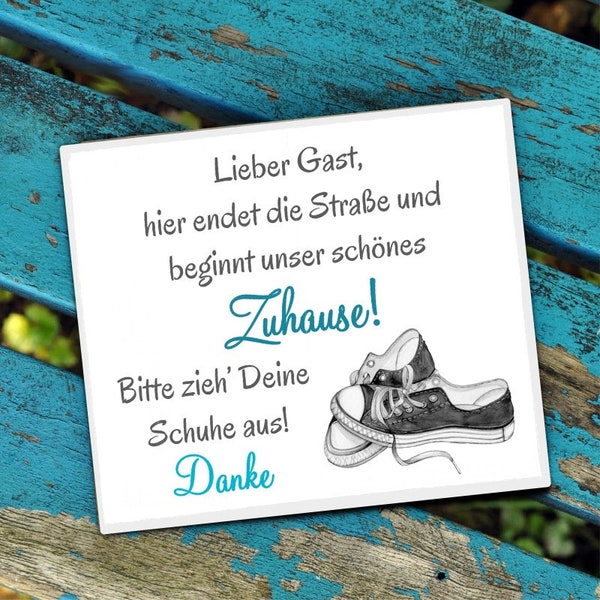 Schuhschild mit Hinweis Bitte Schuhe ausziehen! Sneaker