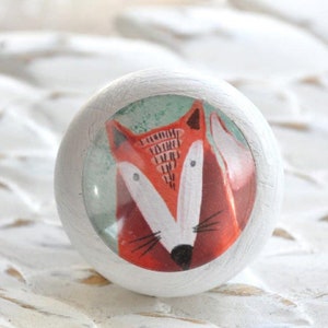 Möbelknopf für Kinder Wilder Fuchs weiß