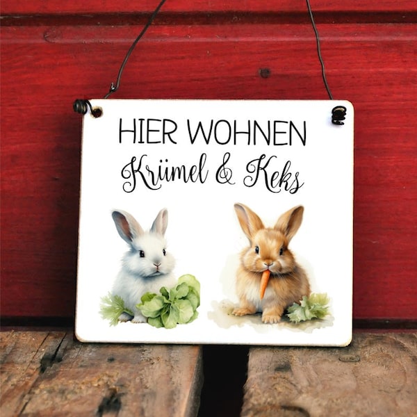 Hasenstallschild Hier wohnen Wunschname individuell personalisierbar