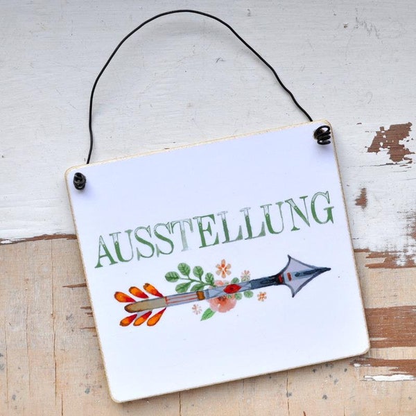 Wegweiser Schild mit Pfeil AUSSTELLUNG