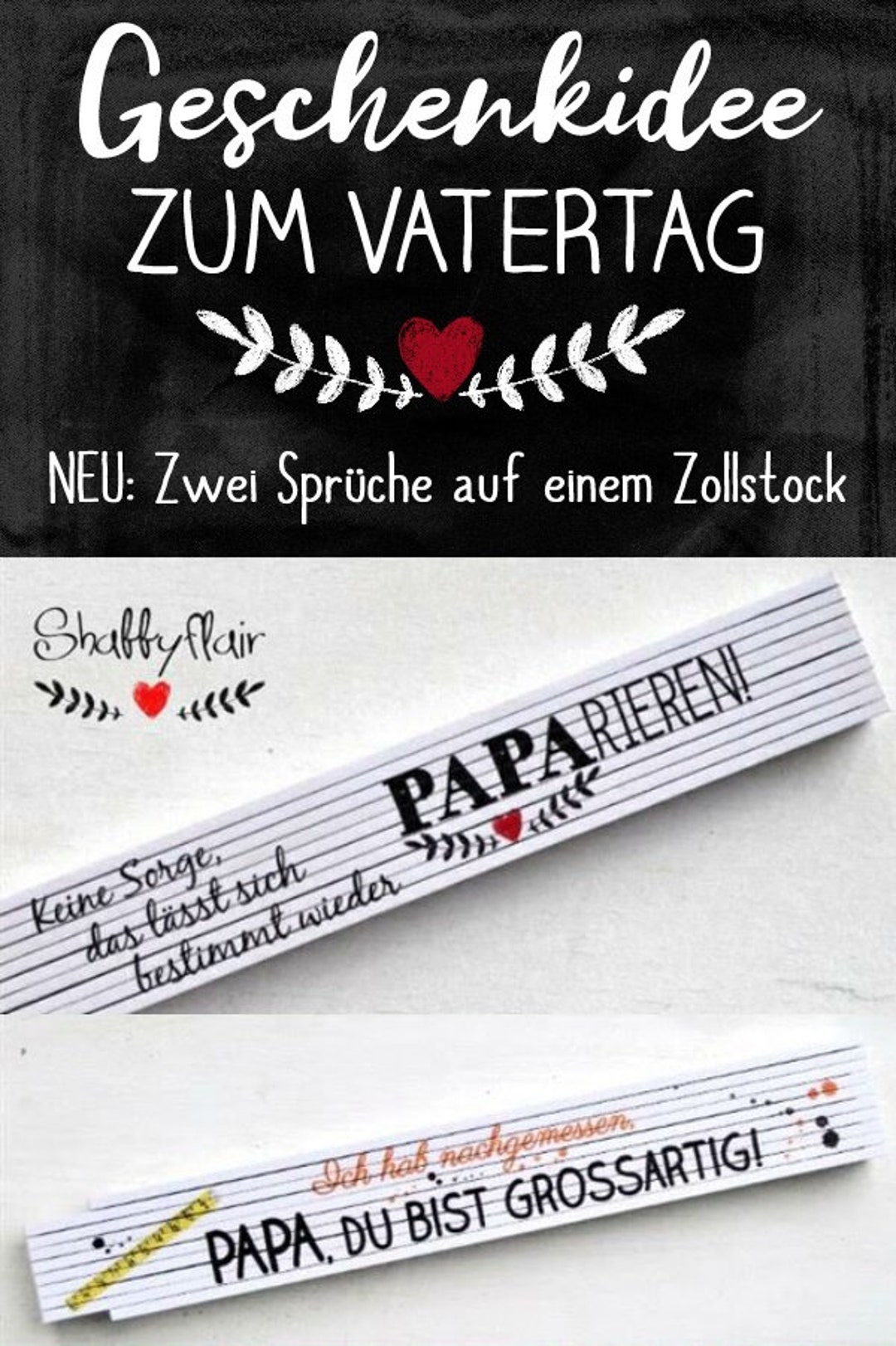 Zollstock mit zwei lustigen Sprüchen PAPArieren Papa Du bist großartig