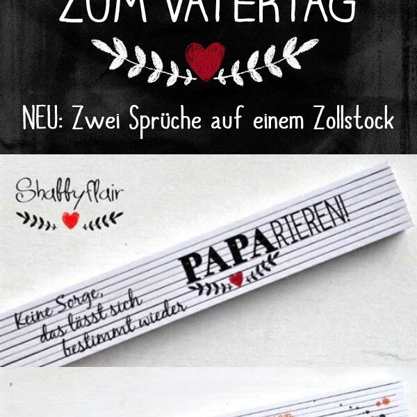 Zollstock mit zwei lustigen Sprüchen PAPArieren + Papa Du bist großartig Geschenkidee Vatertag vom Kind, Meterstab, Gliedermaßstab, Maßstab,