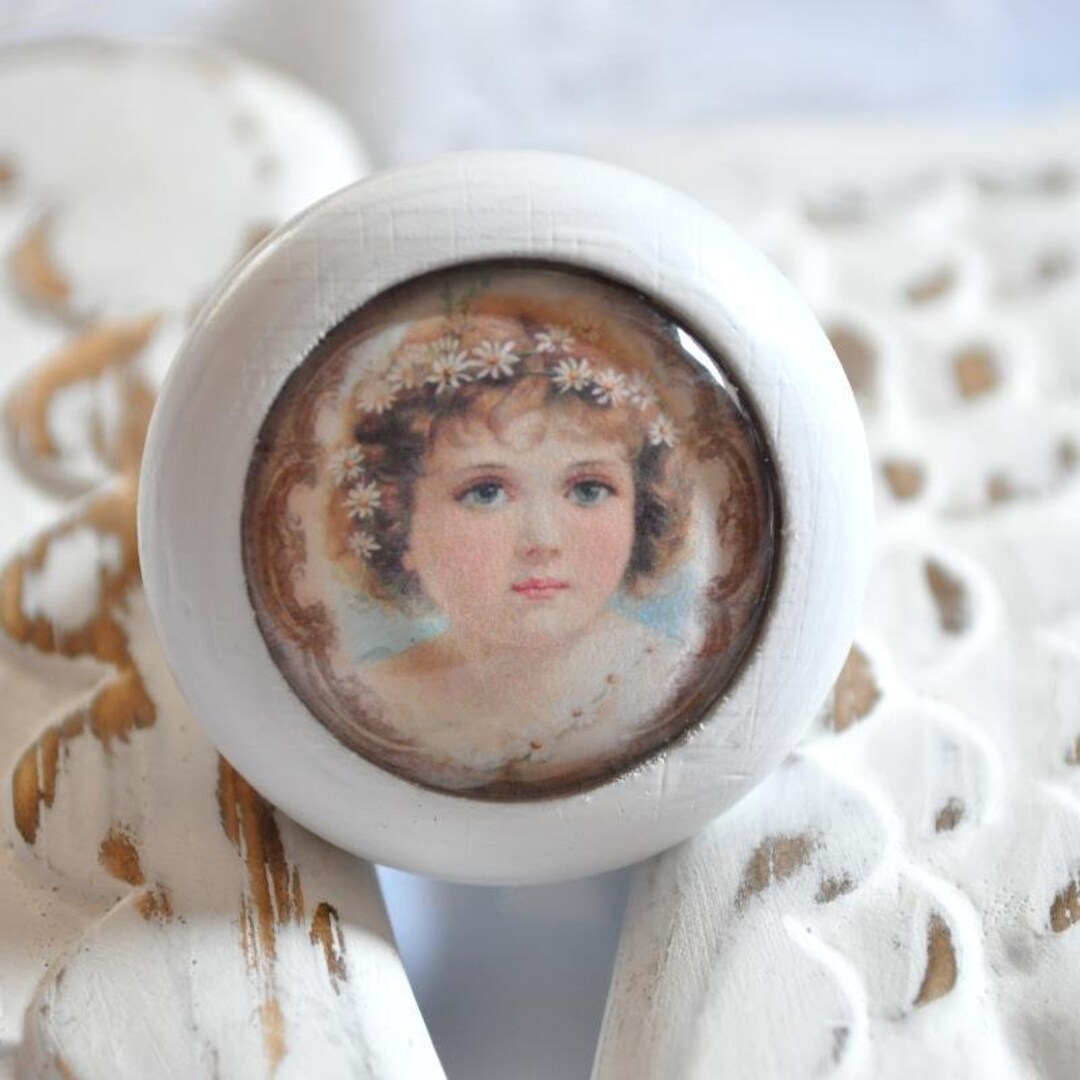 Shabby Chic Wooden Knob Furniture Knob ROSALIE by Shabbyflair Etsy