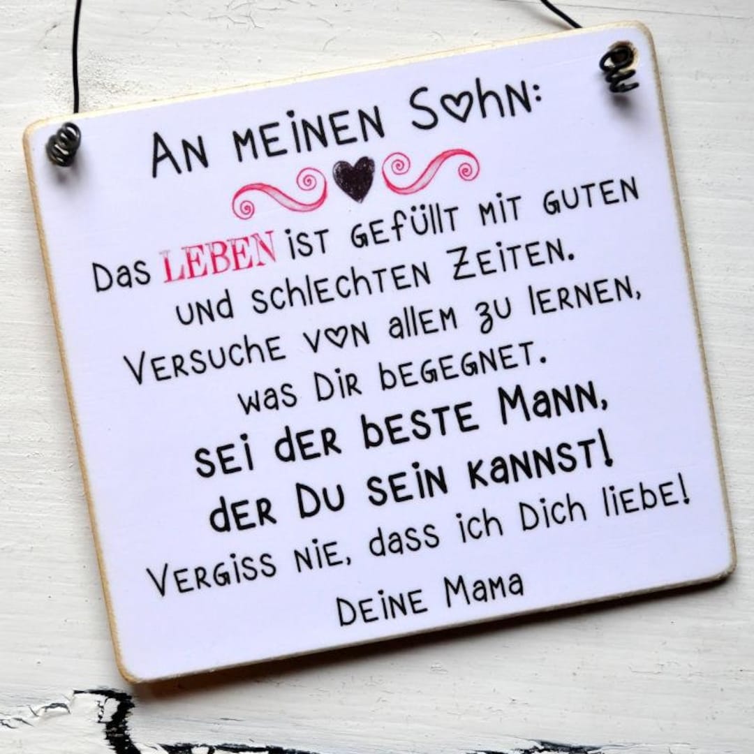 Schild aus Holz AN MEINEN SOHN Etsy.de