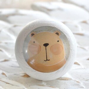 Kinder Möbelknopf HAMSTER aus Holz weiß