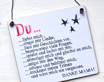 Schild aus Holz DU LIEBST MICH Muttertagsgeschenkidee