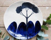Ceramic plate, Indigo blue side plate, hand painted plate, Australian made, Hand made plate, ceramics and pottery MADE TO ORDER