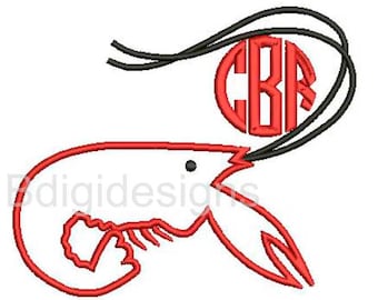 Crawfish Applique Embroidery Design