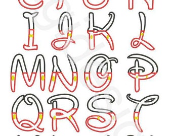 Mickey Mouse Applique Font- Upper and Lower Case Letters-Embroidery