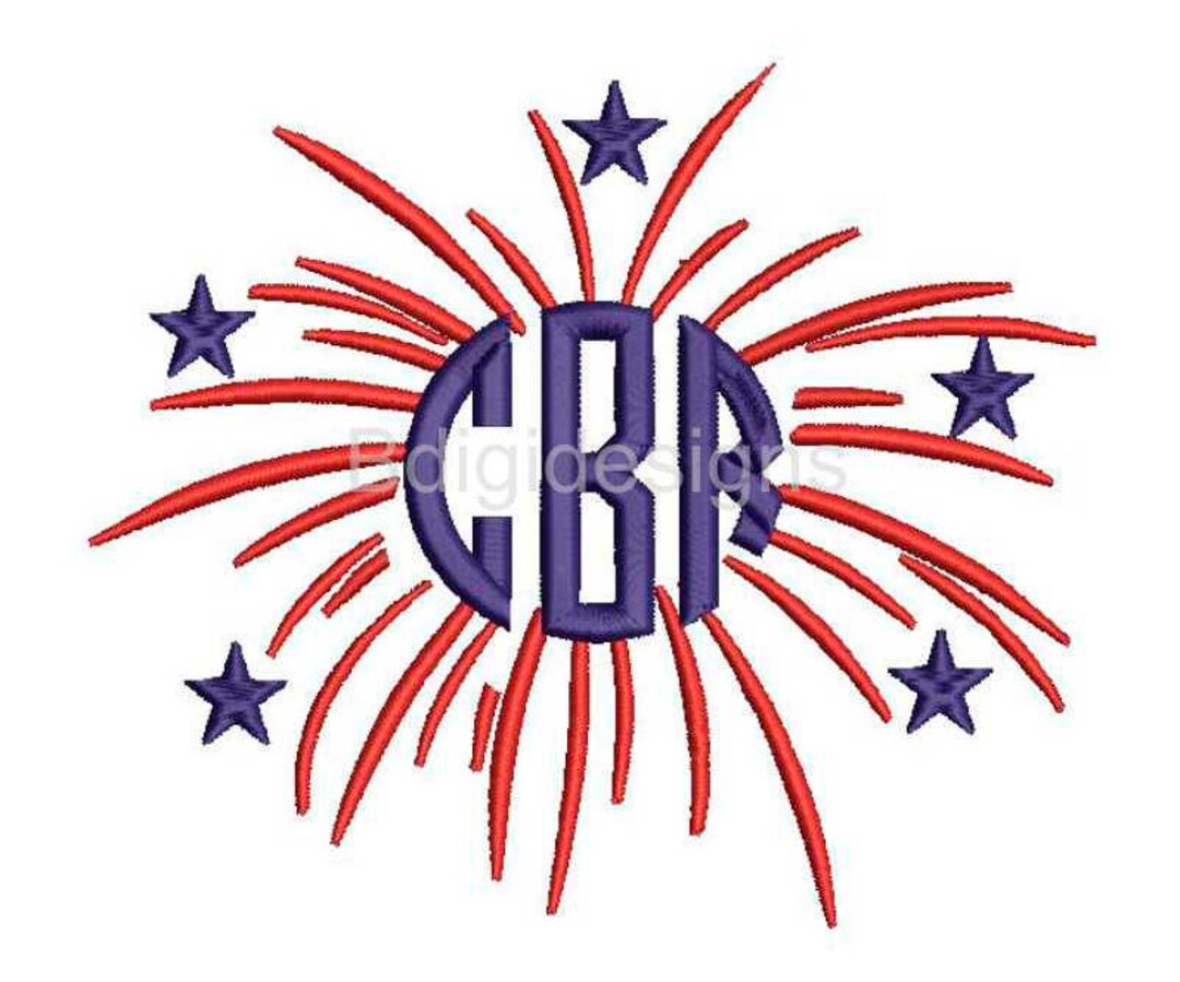 Fourth of July Firework Monogram Embroidery Frame Design - Etsy