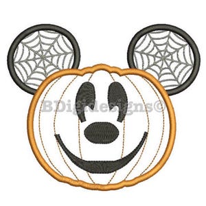 Boy Mouse Pumpkin Spiderweb Applique Embroidery Design