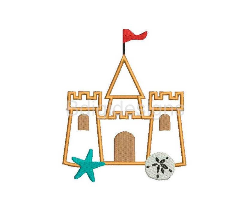 Sand castle applique embroidery design  etsy Sand castle applique embroidery design  etsy