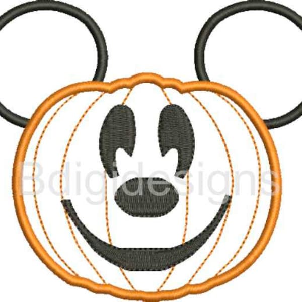 Boy Mouse Pumpkin Applique Embroidery Design