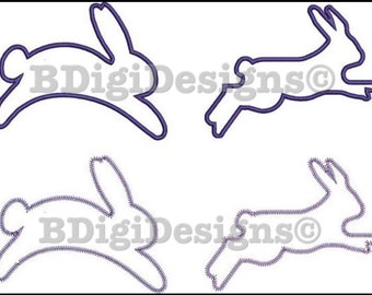 Jumping Bunny Easter Applique Embroidery Design