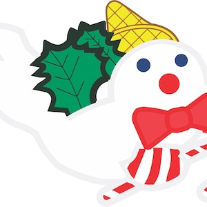 Flying Snowman Applique Embroidery Design