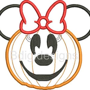 Girl Mouse Pumpkin Applique Embroidery Design