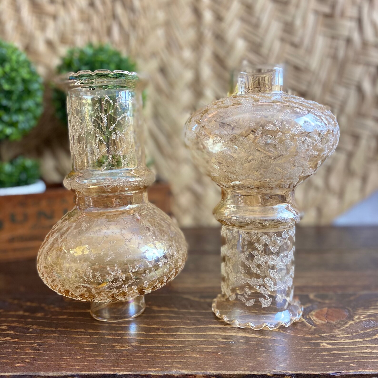 2 Vintage Fluted Glass Hurricane 8 Lamp Shade Mid Century Etsy