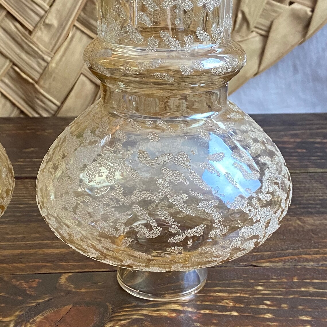 2 Vintage Fluted Glass Hurricane 8 Lamp Shade Mid Century Etsy