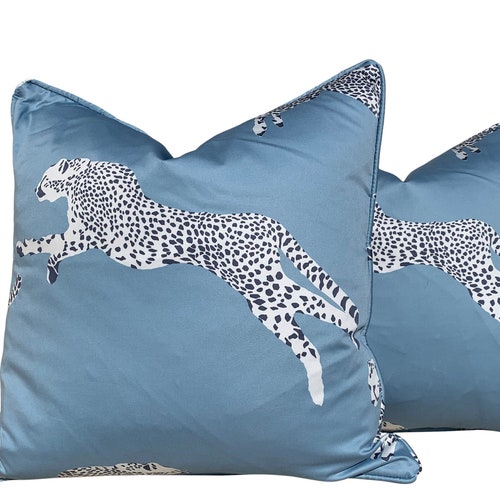 Designer Animal Print Navy Blue Lumbar Throw Pillow Cover Etsy