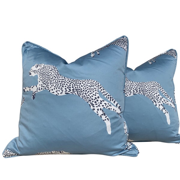 Blue Cheetah Pillow Etsy
