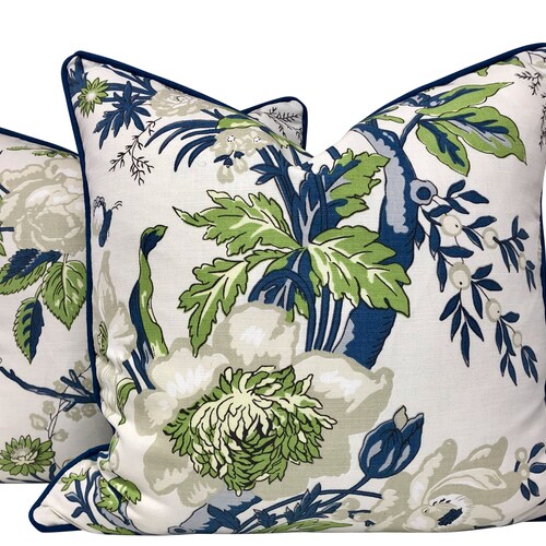 Thibaut Daintree in Blue and White Pillow Cover Etsy