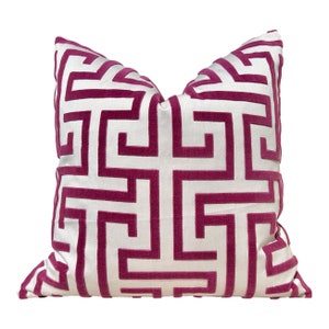 Thibaut Ming Trail Pillow in Eggplant. Designer PillowCovers , High End Pillows, Chinoiserie Pillow in Plum, Velvet Lumbar Pillow in Berry