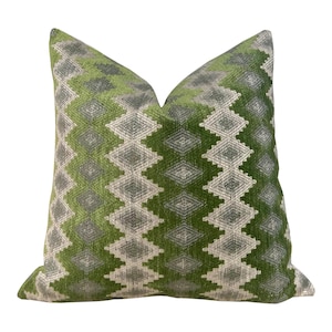 William Yeoward Diamond Weave Perzina Pillow- Grass, Designer Cushion Covers, Green Soft Woven Pillows, Euro Sham Case 26X26