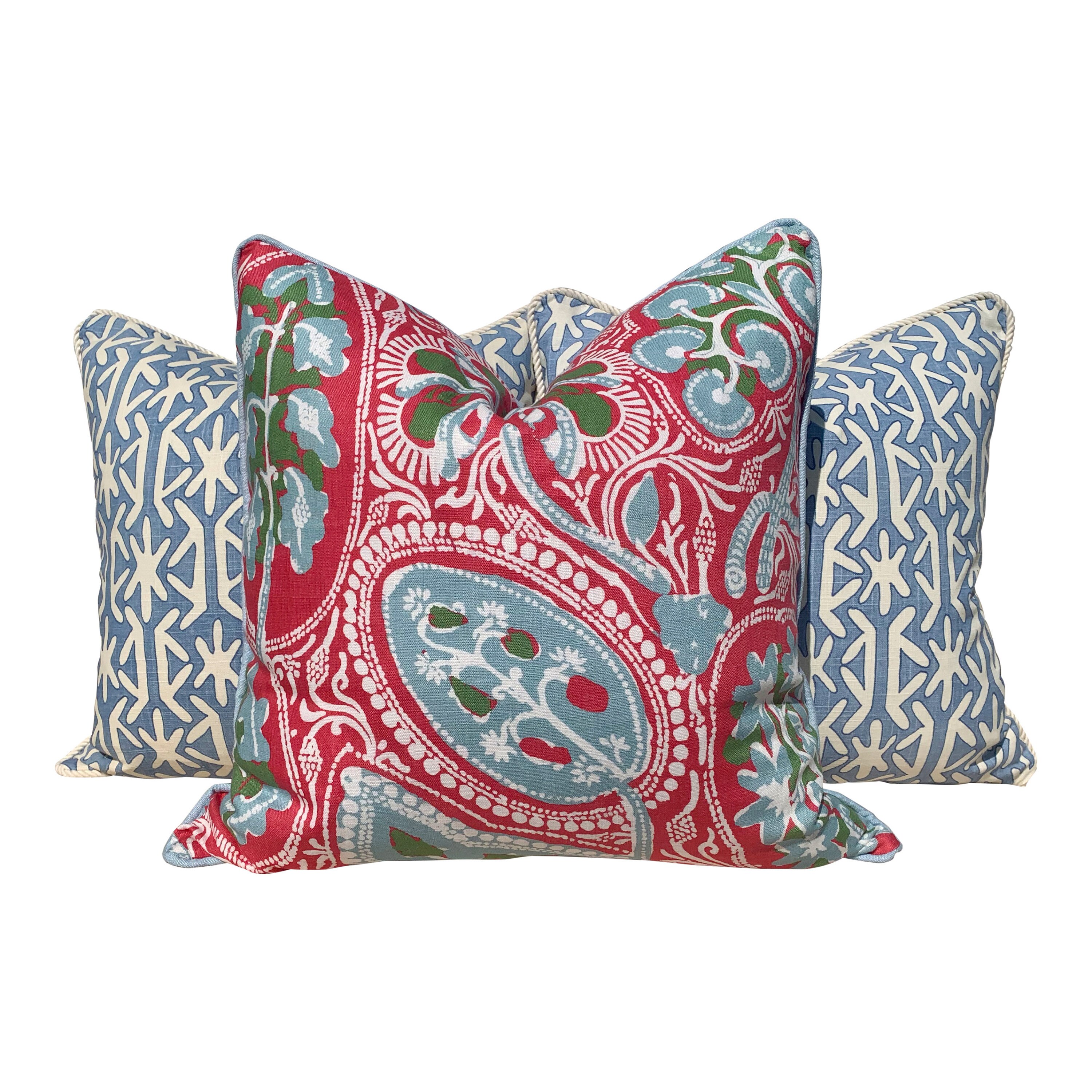Thibaut Quadrille Pillow in Light Blue Embellished with Cotton Etsy
